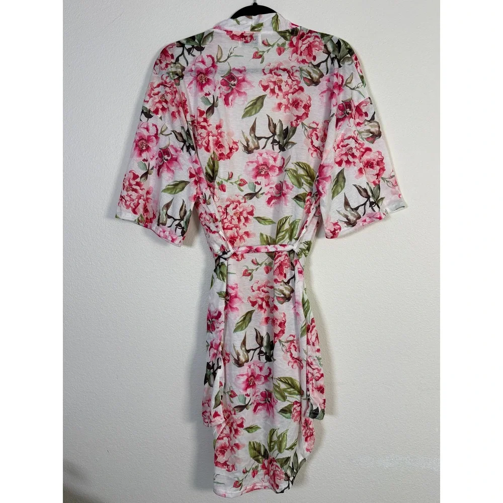 Show Me Your Mumu Floral Robe Pink White Green Wrap High Low One Size OS